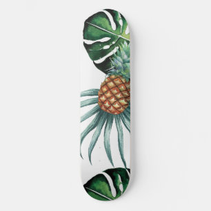 Skateboard Motif de palmier de jungle à l'aquarelle tropicale
