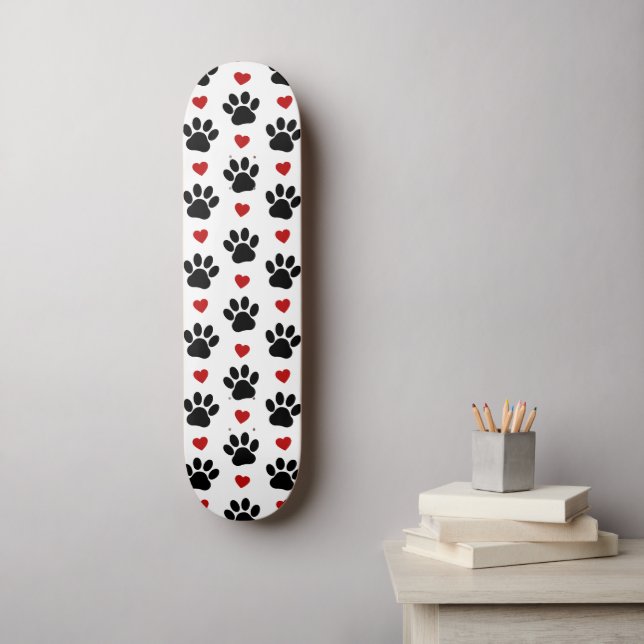 Skateboard Motif De Pâtes, Pâtes De Chien, Pâtes Noires, Coeu (Art mural)