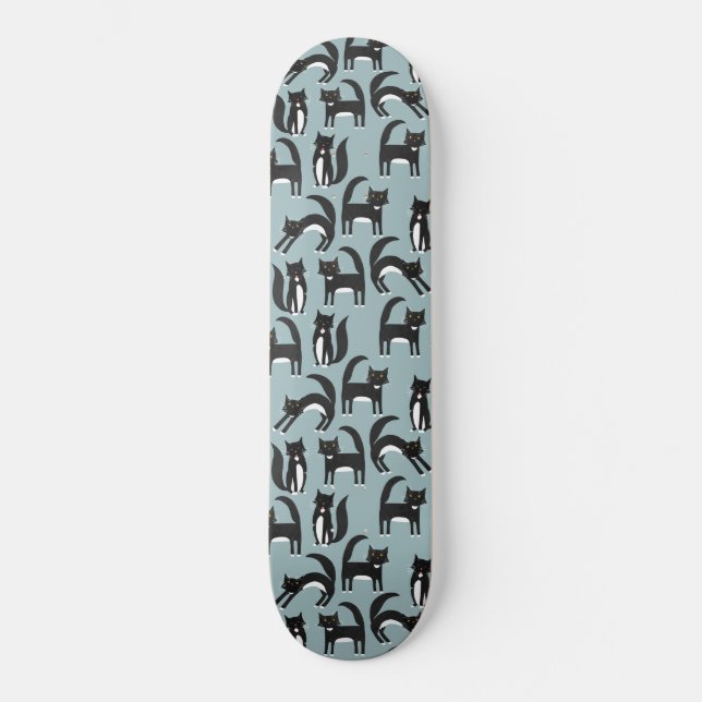 Skateboard Motif de plaisir de chats en noir et blanc Tuxedo (Recto)