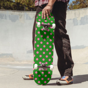 Skateboard Motif de pois roses sur fond vert