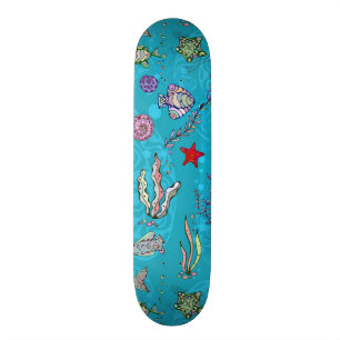 Skateboard Motif de poissons de turquoise