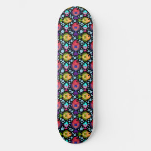 Skateboard Motif de poissons tropicaux colorés sur fond noir