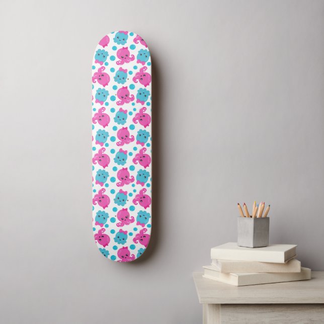 Skateboard Motif de poulpe, poulpe mignonne, Animaux de mer (Art mural)