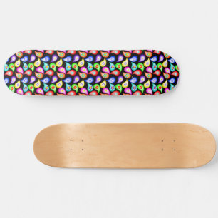 Skateboard Motif de style hippie Flower Paisley en noir