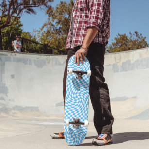 Skateboard Motif de tableau de bord bleu clair et blanc À dam