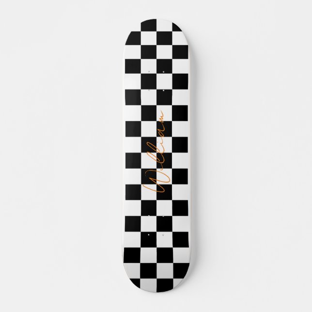 Skateboard Motif de tableau de contrôle rétroactif blanc et n (Devant)
