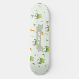 Skateboard Motif de thé vert à la crème de chat