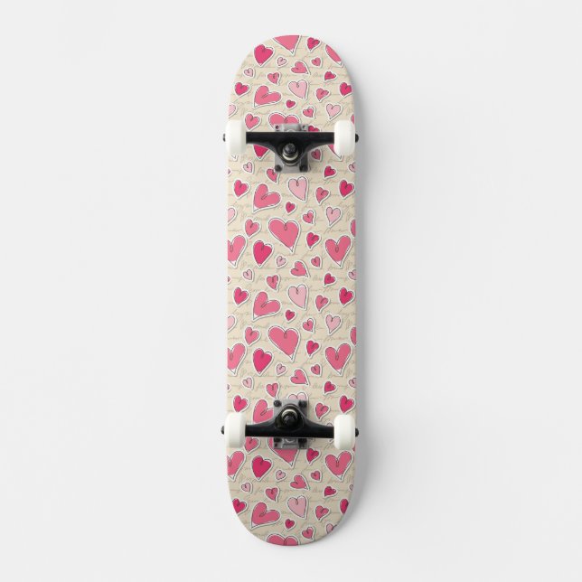 Skateboard Motif des coeurs (Recto)