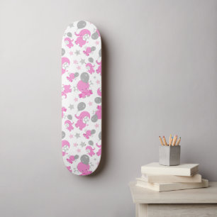 Skateboard Motif Des Eléphants Roses, Eléphants Mignons, Étoi