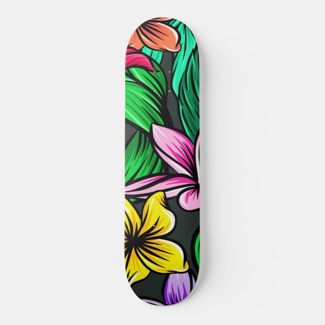 Skateboard Motif d'hibiscus d'été tropical (Recto)