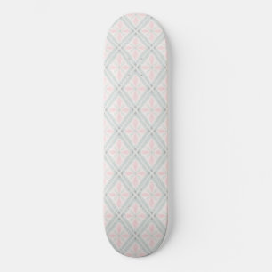 Skateboard Motif diamant pastel vert et rose