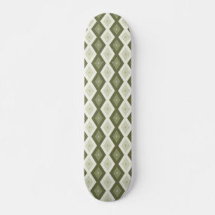 Skateboard Motif diamant vert olive