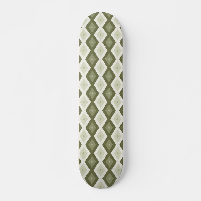 Skateboard Motif diamant vert olive (Devant)