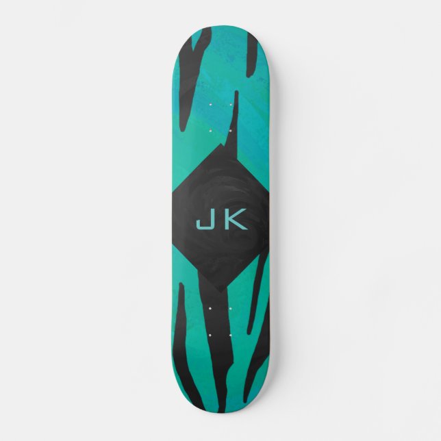 Skateboard Motif d'impression Turquoise et noir de tigre de m (Recto)