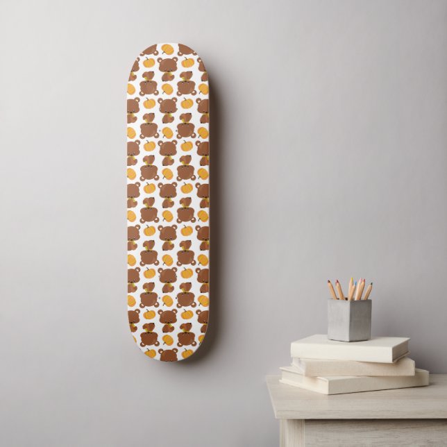 Skateboard Motif D'Ours, Ours Mignons, Automne, Citrouille (Art mural)
