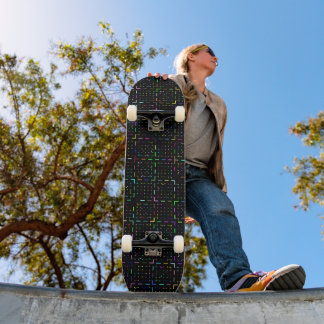Skateboard Motif électronique de codage technologique coloré