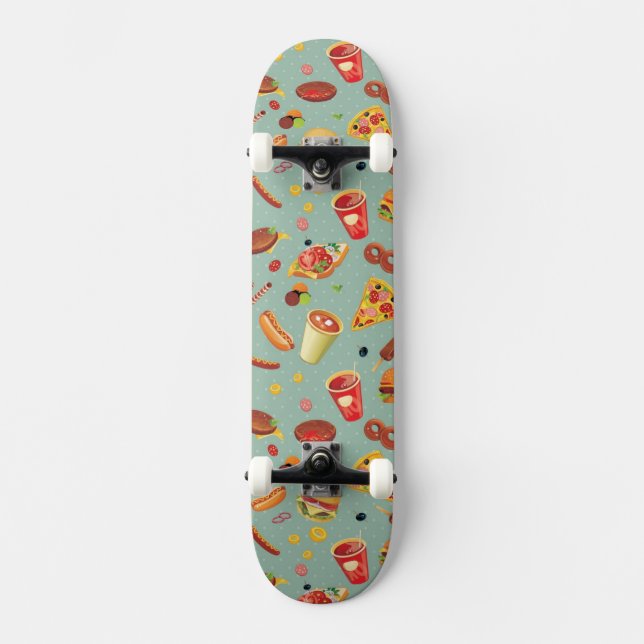 Skateboard Motif élégant d'aliments de préparation rapide (Recto)