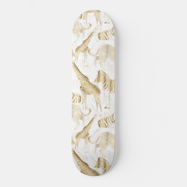 Skateboard Motif élégant Gold Jungle Wild Animaux (Recto)