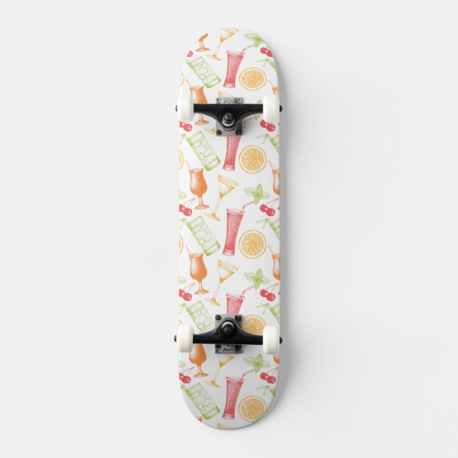 Skateboard Motif esquissé de cocktail (Recto)