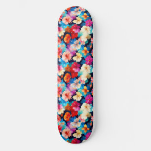 Skateboard Motif Fleurs Multicolores Floral-37566