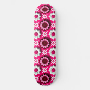 Skateboard Motif floral avec lotus rose et blanc vibrant