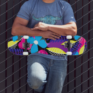 Skateboard Motif floral et point chic avec Feuilles