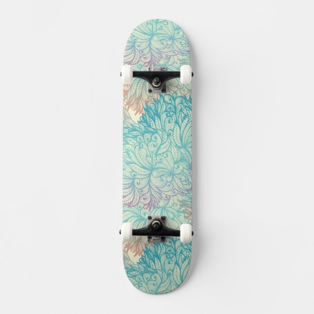 Skateboard Motif floral multicolore de griffonnage (Recto)