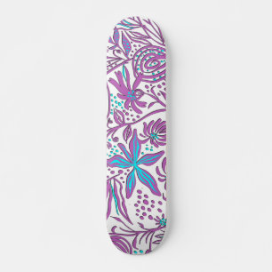 Skateboard Motif floral paresseux sur fond blanc