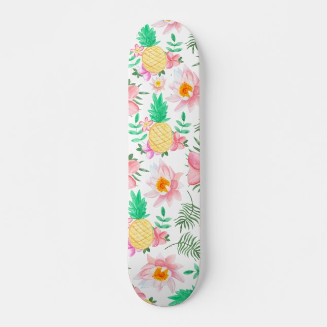 Skateboard Motif floral tropical d'été de jaune moderne de (Devant)