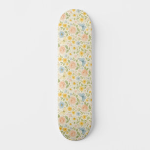 Skateboard Motif floral vintage coloré avec papillons
