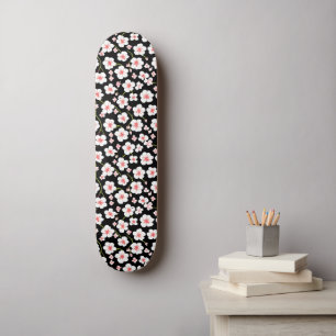 Skateboard Motif Floral Vintage Mignon Black Daisy Esthétique