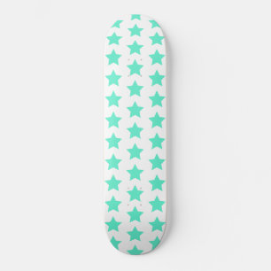 Skateboard Motif Fun Turquoise Green Stars