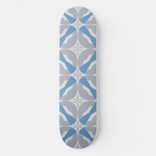 Skateboard Motif géométrique abstrait bleu et blanc