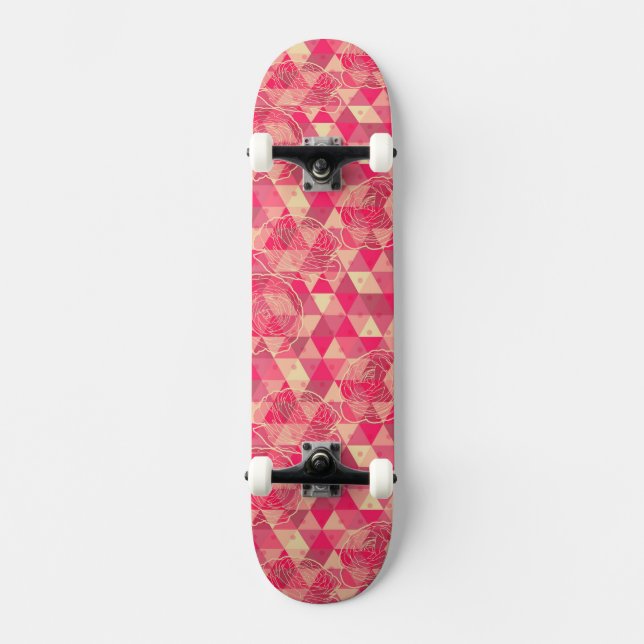 Skateboard Motif géométrique de fleur (Recto)