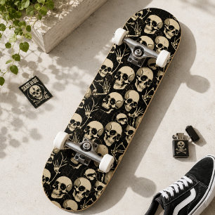Skateboard Motif gothique vintage crâne et squelette