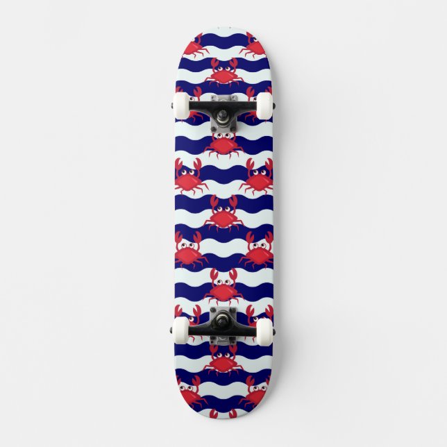 Skateboard Motif heureux de crabes (Recto)