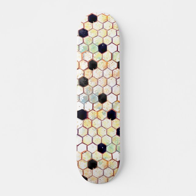 Skateboard Motif Hexagon Abstrait Wild Honeycomb (Devant)