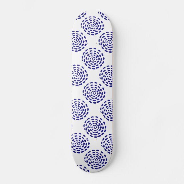 Skateboard Motif indigo bleu foncé à rayures sur bois (Recto)
