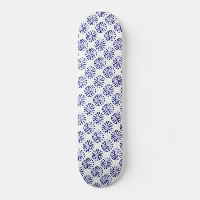 Skateboard Motif indigo bleu foncé rayé sur blanc (Recto)