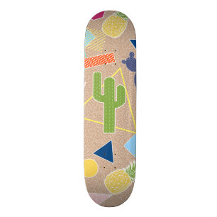 Skateboard Motif inspiré par Memphis géométrique de cactus