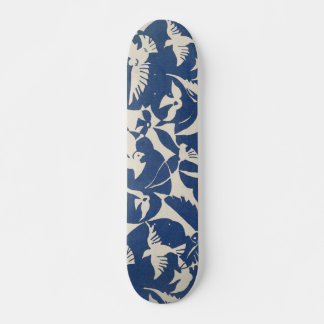Skateboard Motif japonais vintage bleu et blanc