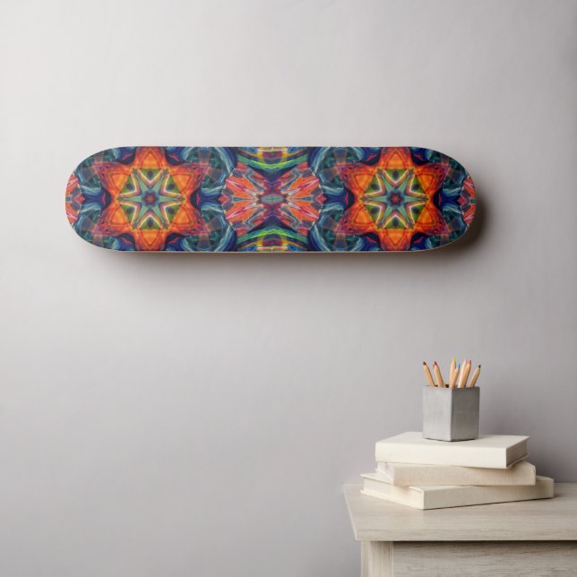 Skateboard Motif Kaleidoscope couleur psychédélique (Art mural (Horz))