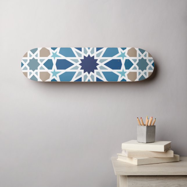 Skateboard Motif marocain en carreaux (Art mural (Horz))