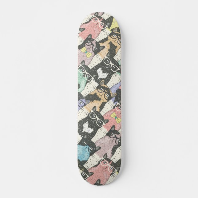 Skateboard Motif mignon de chats de hippie (Devant)