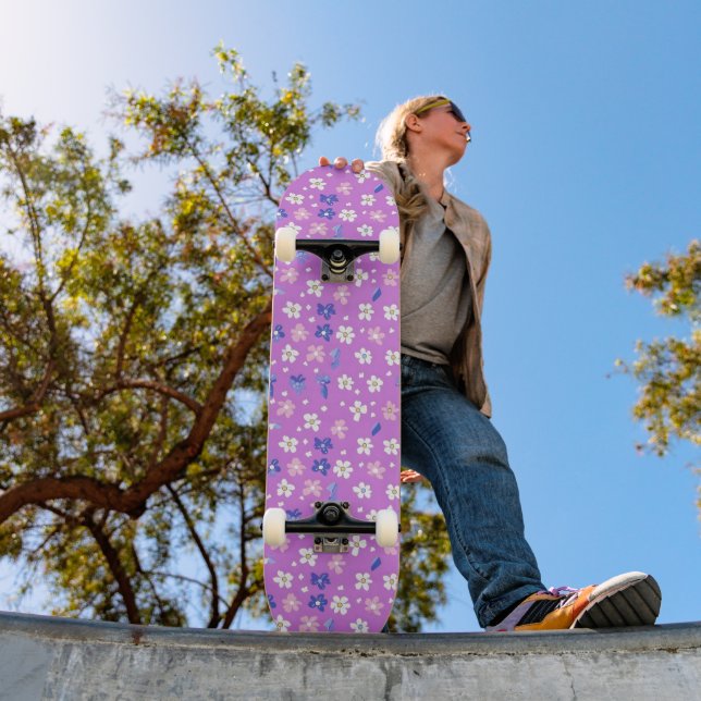 Skateboard Motif mignon violet Fleur (Extérieur 1)