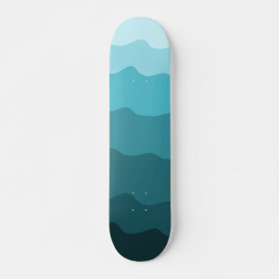Skateboard Motif minimaliste des vagues bleues dégradantes