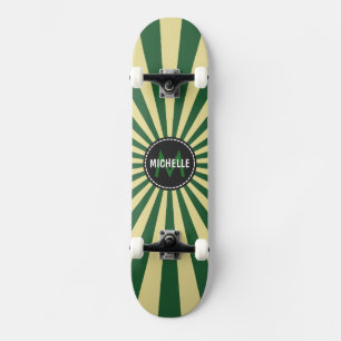 Skateboard Motif Monogram Green Funky Sun Rays