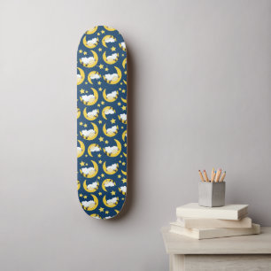 Skateboard Motif mouton, Mouton couché, Lune, Étoiles