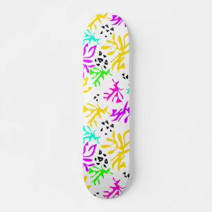 Skateboard motif néon multicolore Abstrait