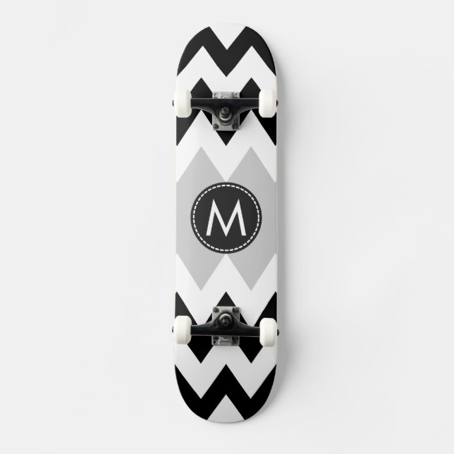 Skateboard Motif noir blanc Chevron (Recto)